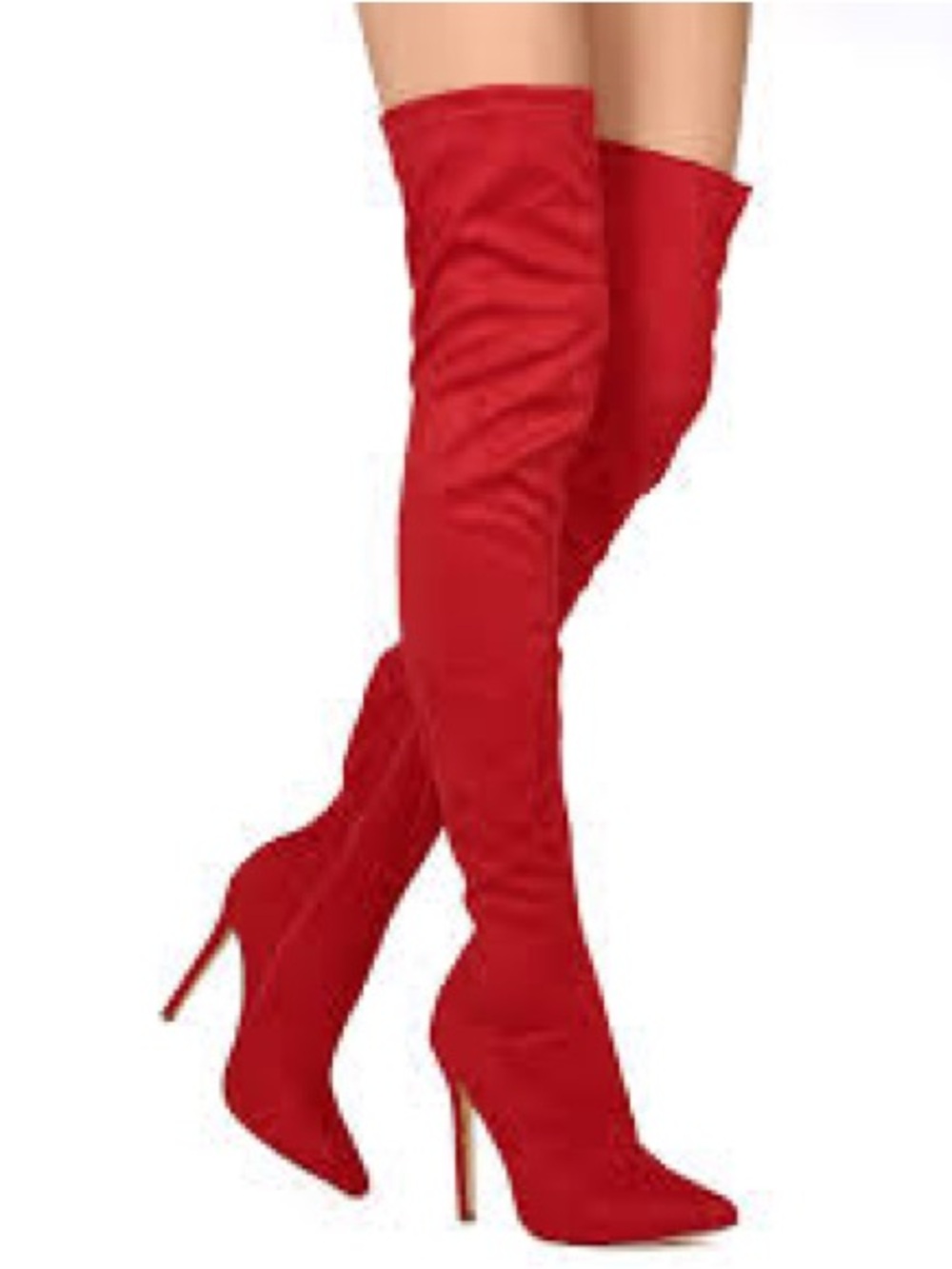 Women's Red Over-The-Knee Stiletto Boots